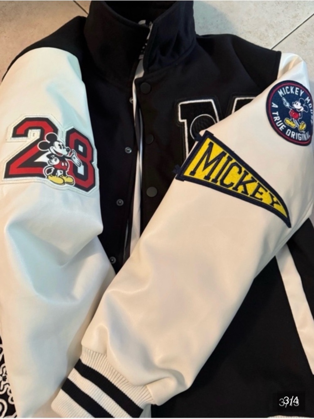 Disney Black & White Mickey Varsity Jacket - Picture 3 of 3